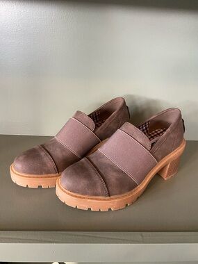 Muk Luks Taupe Slip-On Chunky Heel Loafers